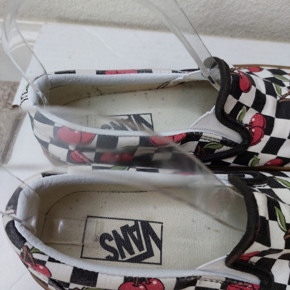 Vans Limited Edition Cherry Checkerboard Slip On Shoes Size 5.5 - Picture 3 of 7
